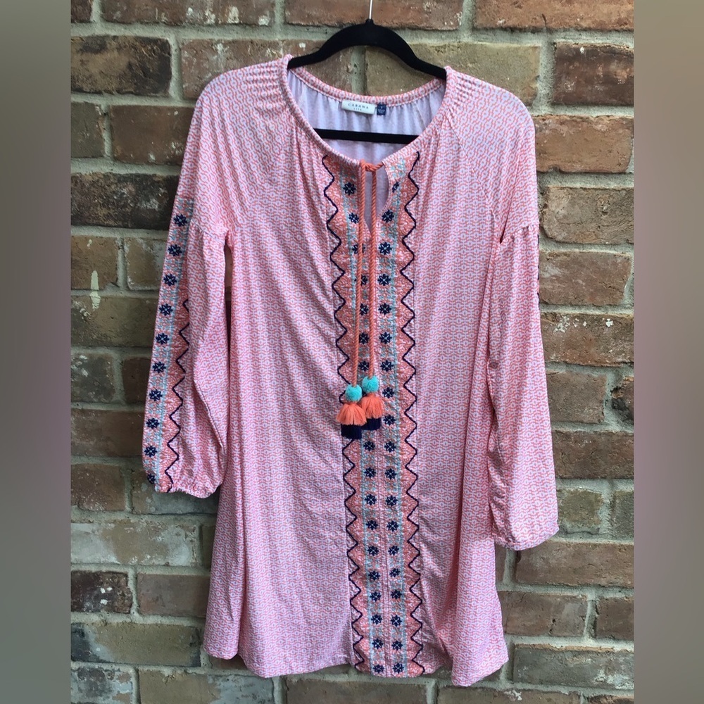Cabana Life coral coast Tunic with Tassels small